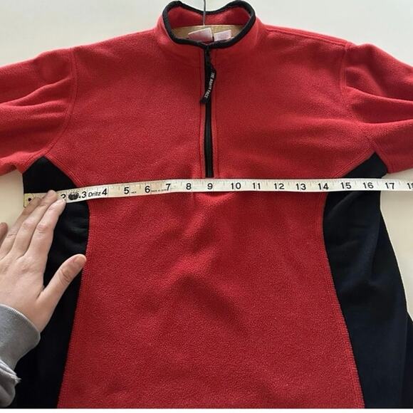 The North Face Women's Polartec Half Zip Fleece Pullover-Red/Black - Picture 4 of 14